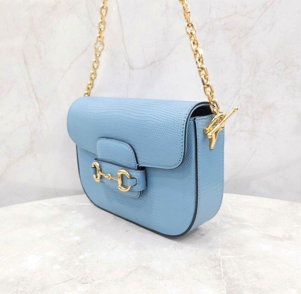 [럭스유] (새상품) 구찌 리자드 1955 홀스빗 블루 미니 백 675801