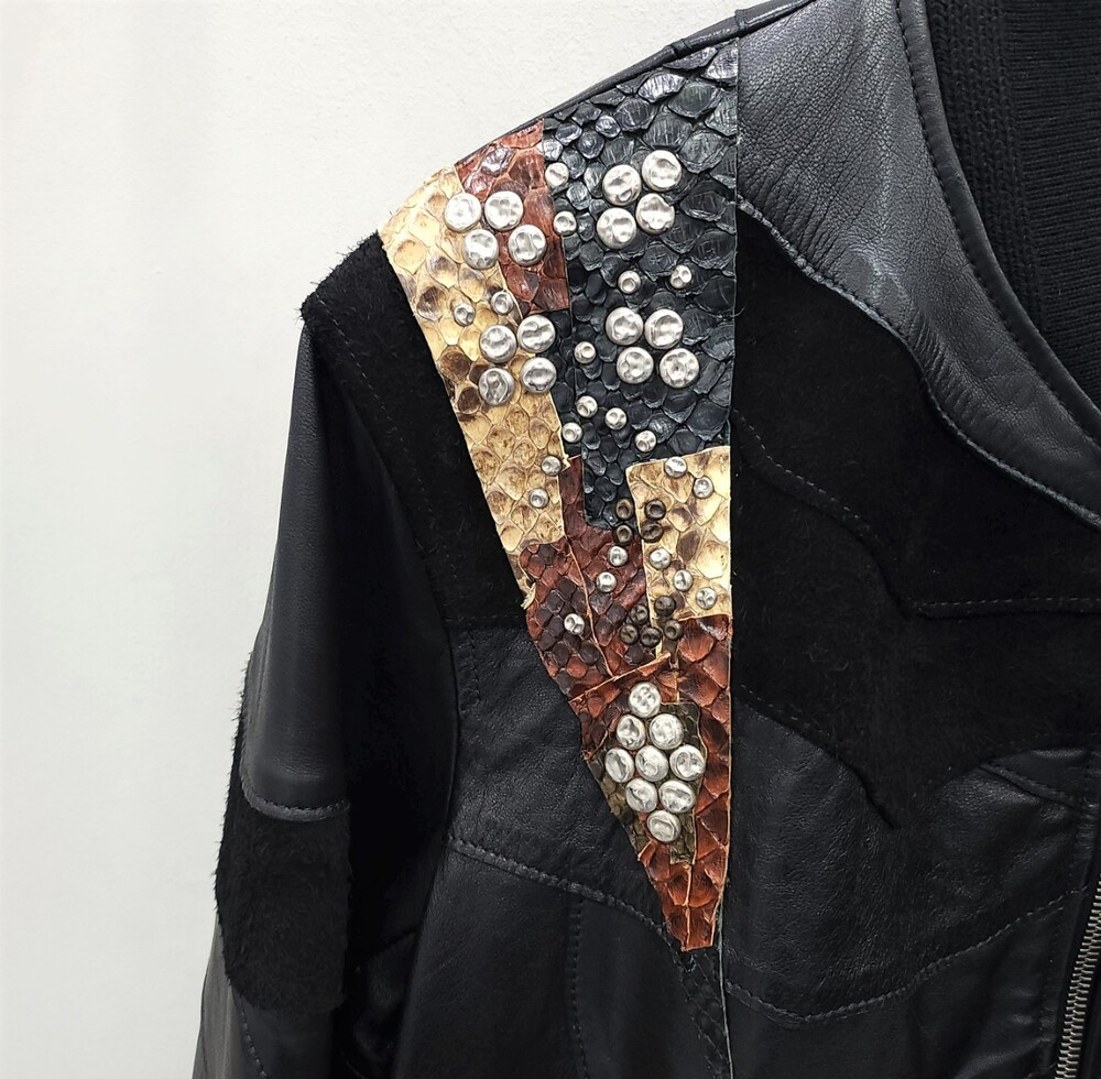 [럭스유] 52 / 생로랑 블랙 패치워크 레더 자켓