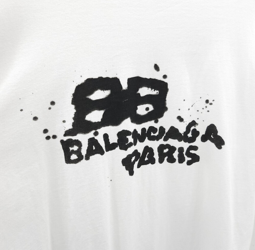 [럭스유] XXL / 발렌시아가 화이트 핸드드로우 프린팅 반팔 티셔츠