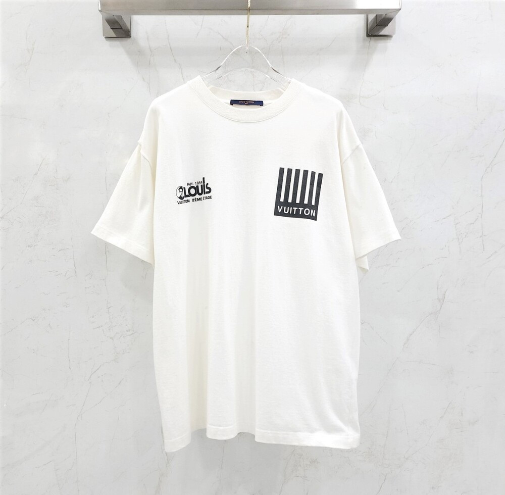 [럭스유] L / 루이비통 화이트 로고 프린팅 플라워 반팔 티셔츠