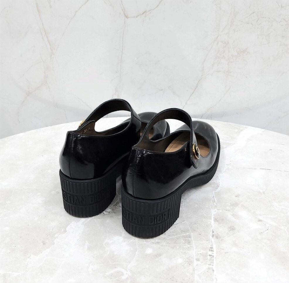 [럭스유] 38.5 / 디올 D-DOLL 펌프스 블랙 유광 메리제인