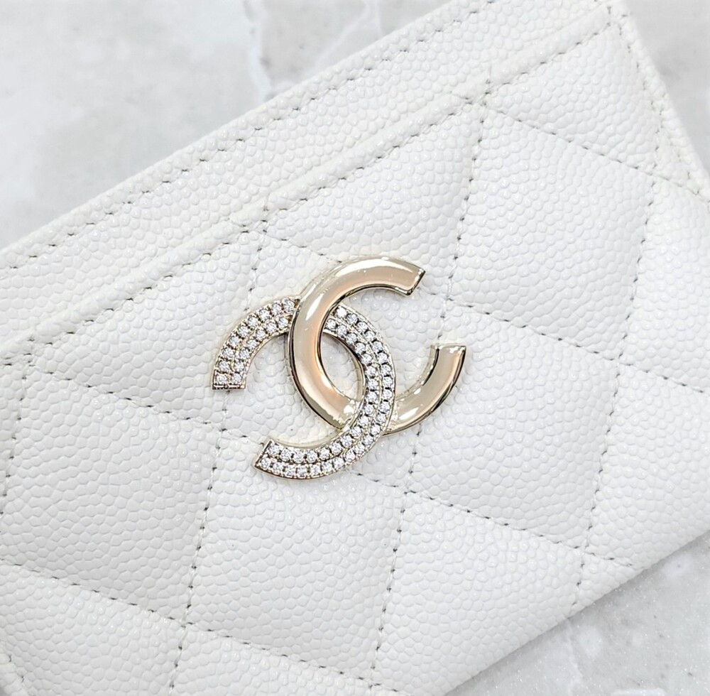 [럭스유] 샤넬 CC로고 카드홀더 캐비어 화이트