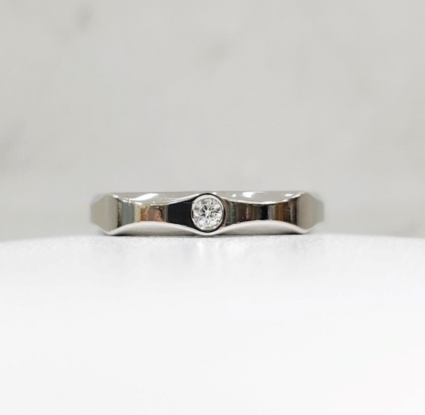 [럭스유] 불가리 다이아 1P 인피니토 웨딩밴드 링 18K 화이트골드 48호