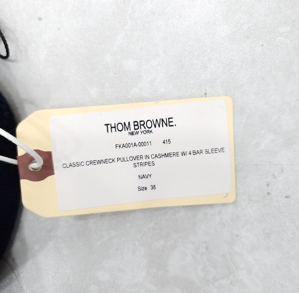 [럭스유] (새상품) 38 / 톰브라운 여성 네이비 캐시미어 사선완장 니트 FKA001A