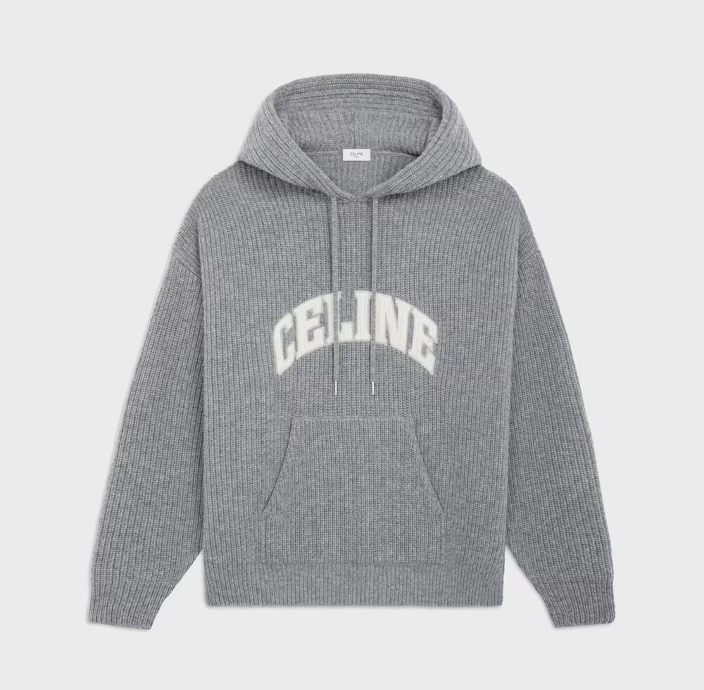 [럭스유] L / 셀린느 로고 리브드 니트 울 스웨터 후드 RY09M0R26.09GM