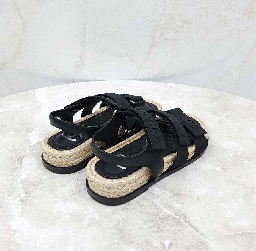 [럭스유] (새상품) 36 / 샤넬 CC로고 벨크로 에스파듀 샌들 G38177