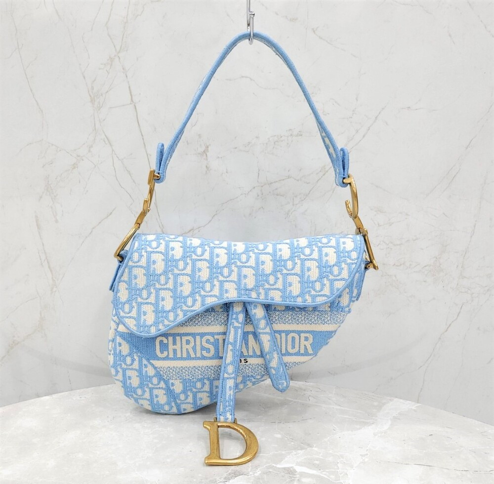 [럭스유] (새상품) 디올 블루 오블리크 새들백 미디움