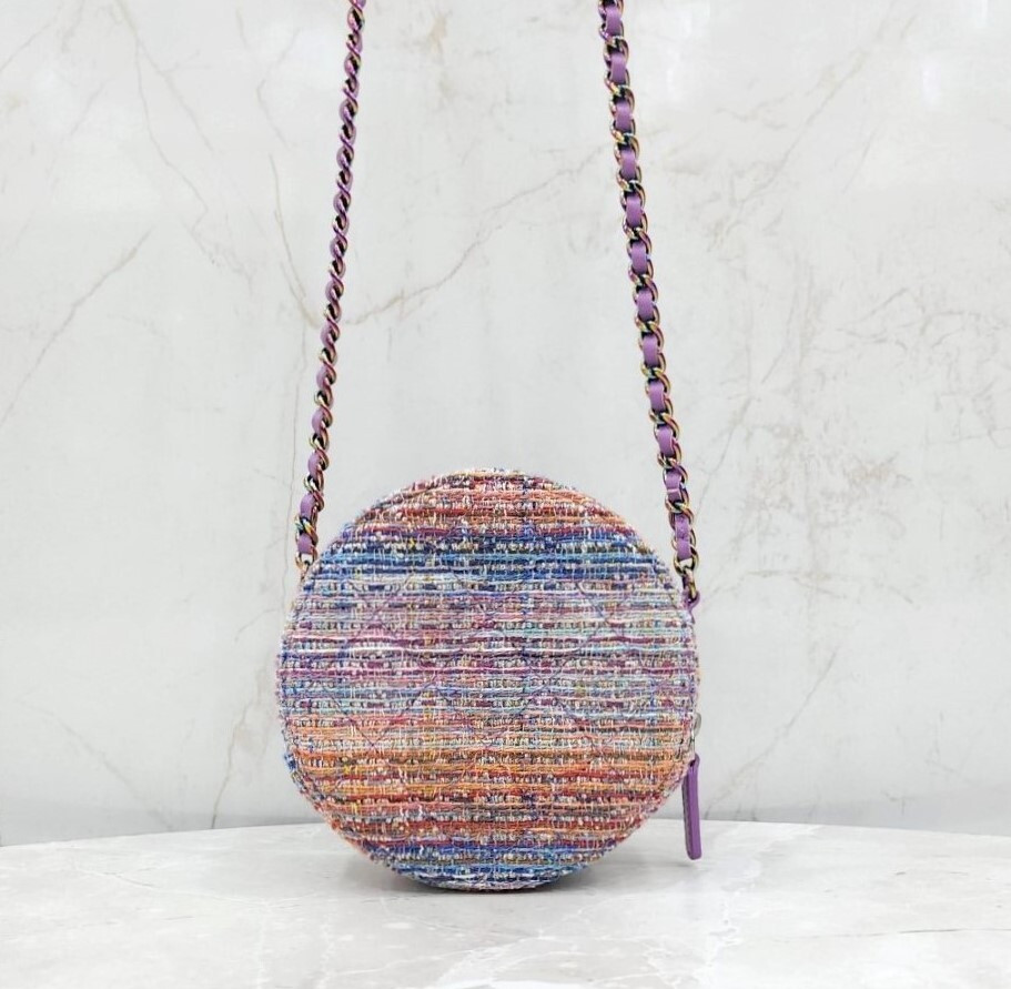 [럭스유] 샤넬 CC 로고 트위드 멀티컬러 라운드 동그리 체인백