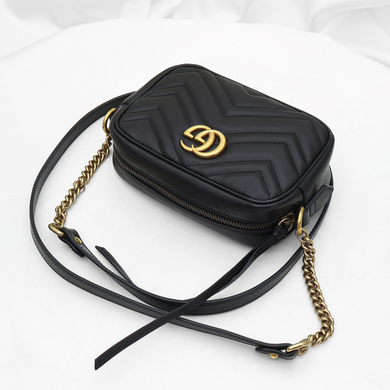 Gucci(구찌) 448065 블랙 마틀라세 GG 마몽 금장 미니 크로스백