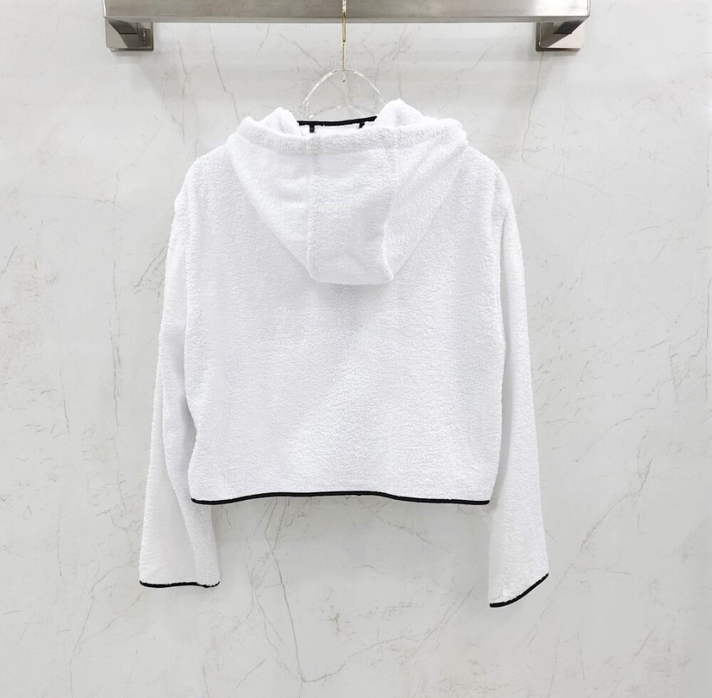 [럭스유] (새상품) 38 / 프라다 화이트 삼각로고 테리 후드 집업