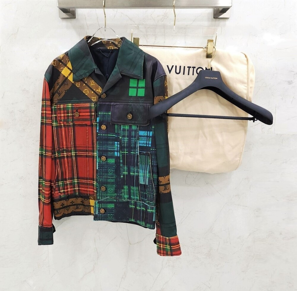 [럭스유] (새상품) 46 / 루이비통 로우 엣지 멀티체크 레더 자켓 1A98CD