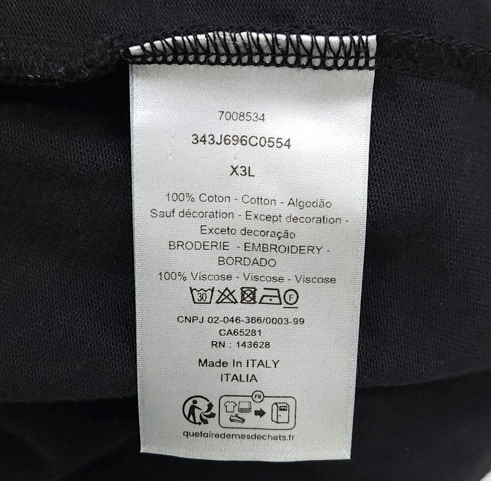 [럭스유] X3L / 디올 로고 꾸뛰르 코튼 반팔 티셔츠 343J696C0554