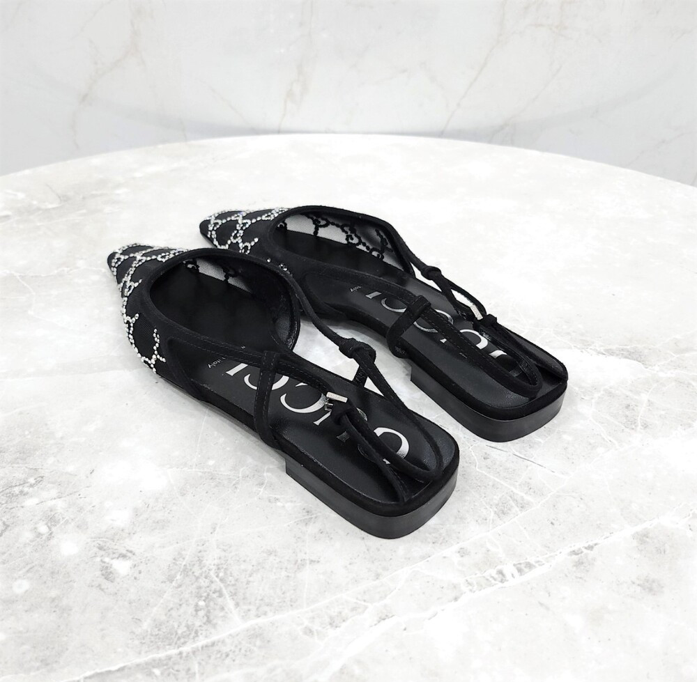 [럭스유] (새상품) 36 / 구찌 GG 임벨리시드 발레리나 플랫 슬링백 771662