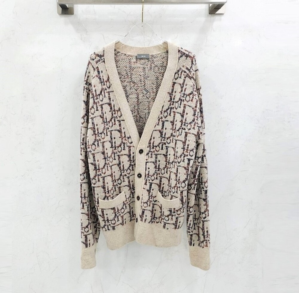 [럭스유] L / 디올 오블리크 울 자카드 가디건 213M233AT662