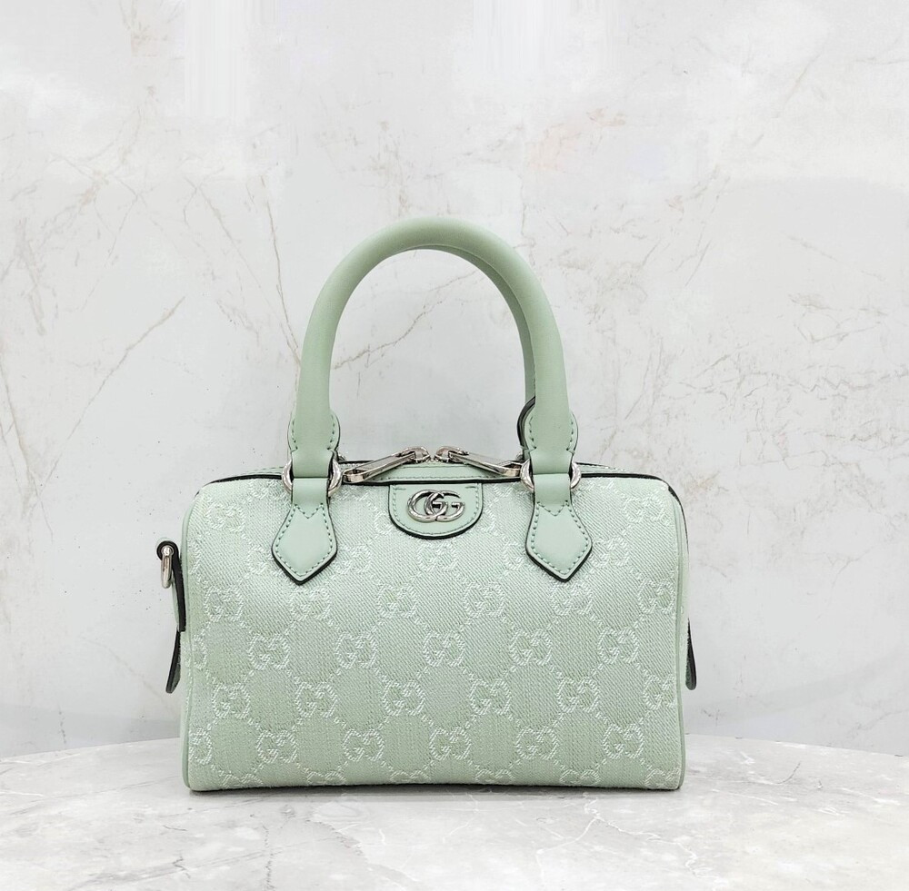 [럭스유] 구찌 오피디아 GG 미니 탑핸들 백 페일 그린 데님 772053