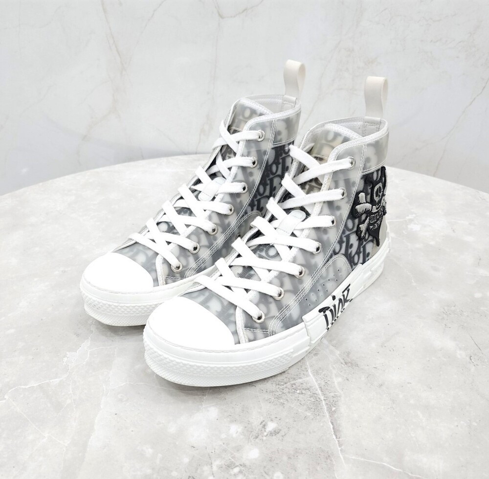 [럭스유] 39 / 디올 X 스투시 화이트 오블리크 B23 하이탑 스니커즈