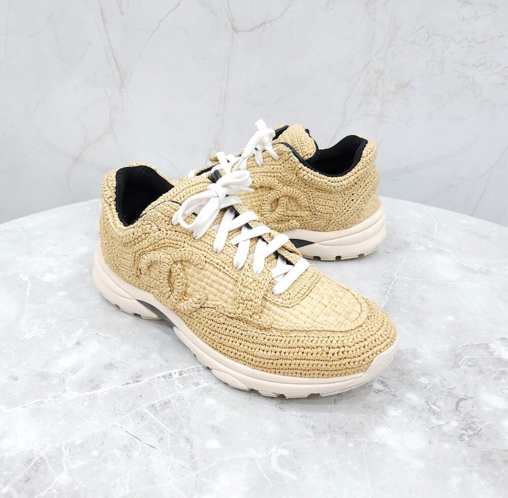 [럭스유] 40 / 샤넬 CC로고 라피아 뉴크루즈 스니커즈