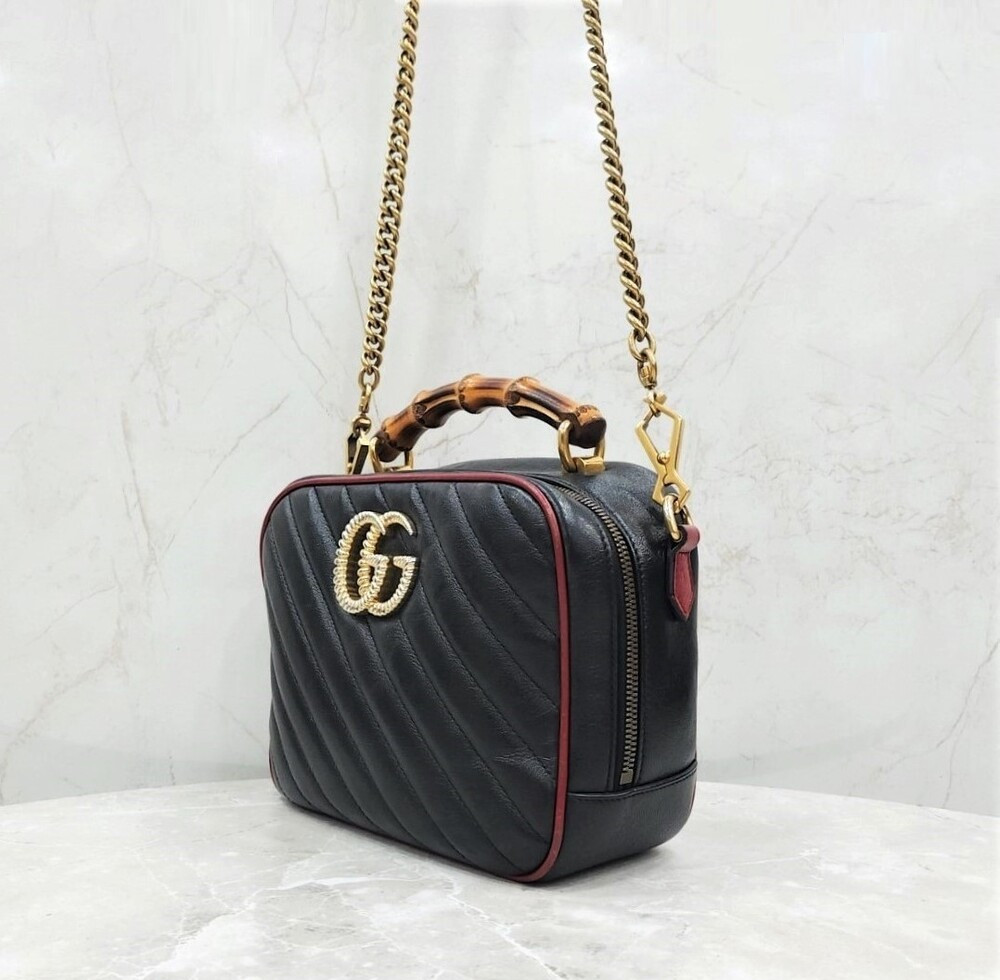 [럭스유] 구찌 GG 마몽 뱀부 탑핸들 체인 숄더백 602270