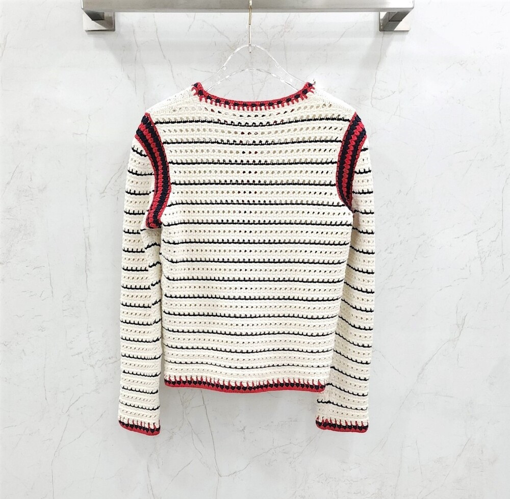 [럭스유] L / 구찌 스트라이프 진주 가디건