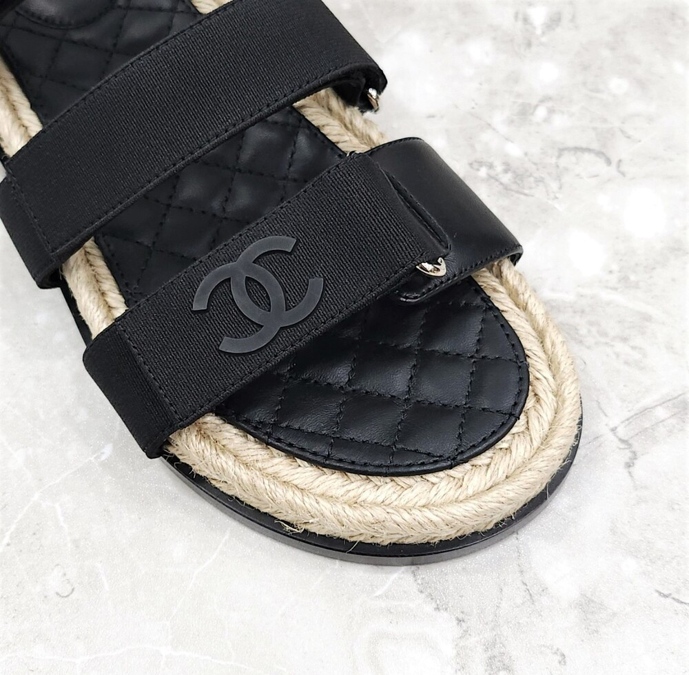 [럭스유] (새상품) 36 / 샤넬 CC로고 벨크로 에스파듀 샌들 G38177