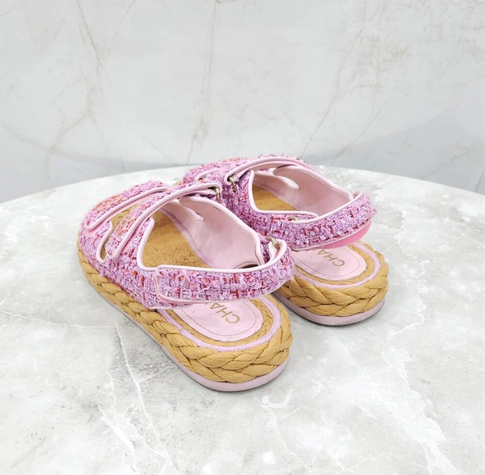 [럭스유] 38 / 샤넬 트위드 샌들 라이트핑크 G38945