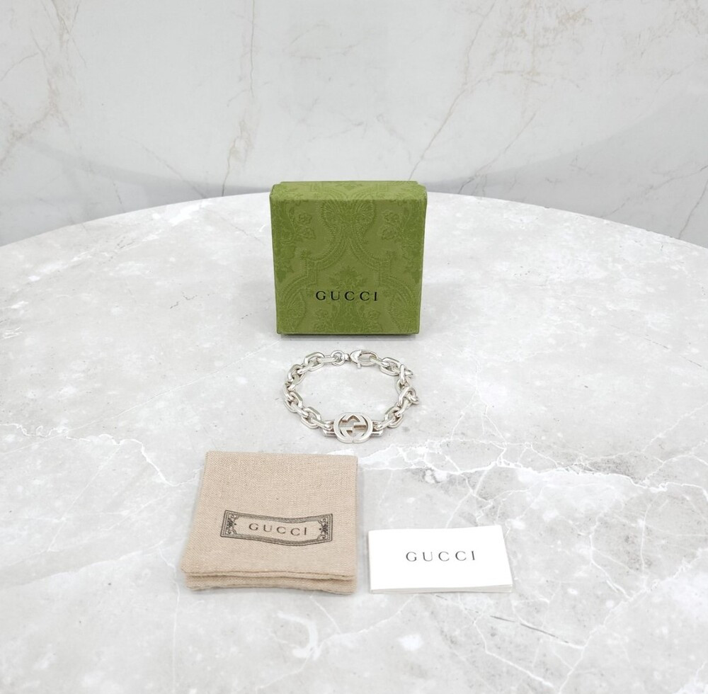 [럭스유] 구찌 GG 인터로킹 체인 실버 팔찌 18호 627068