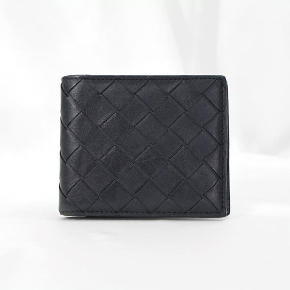 Bottega Veneta(보테가베네타) 605721 블랙 카프스킨 인트레치아토 위빙 반지갑