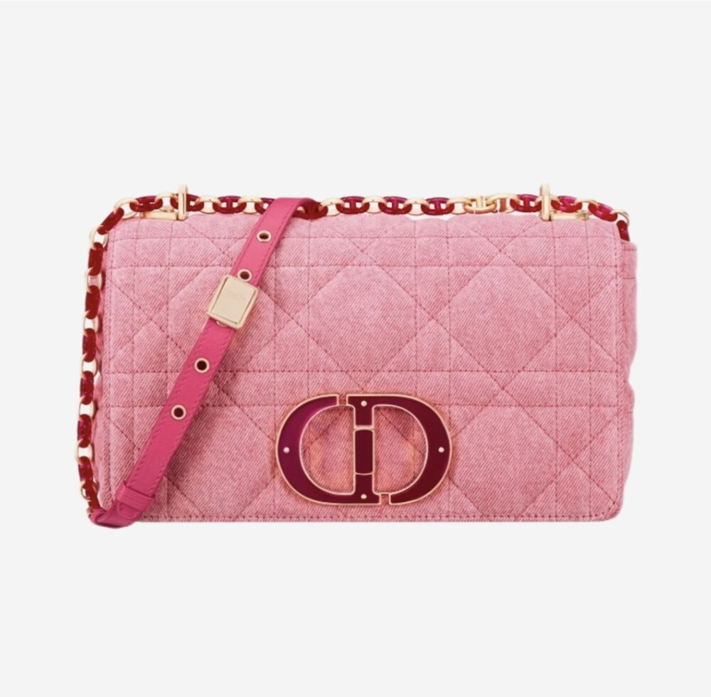 [럭스유] 디올 카로 숄더백 미디움 데님 브라이트 핑크 M9242WTJF