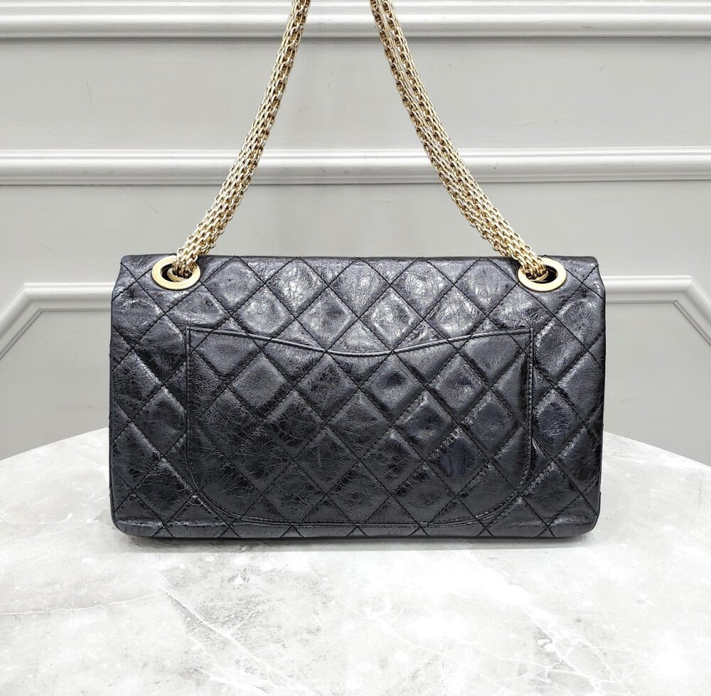 [럭스유] 샤넬 2.55 빈티지 카프스킨 플랩백 금장 맥시 12번대