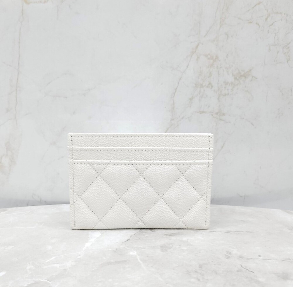 [럭스유] 샤넬 CC로고 카드홀더 캐비어 화이트