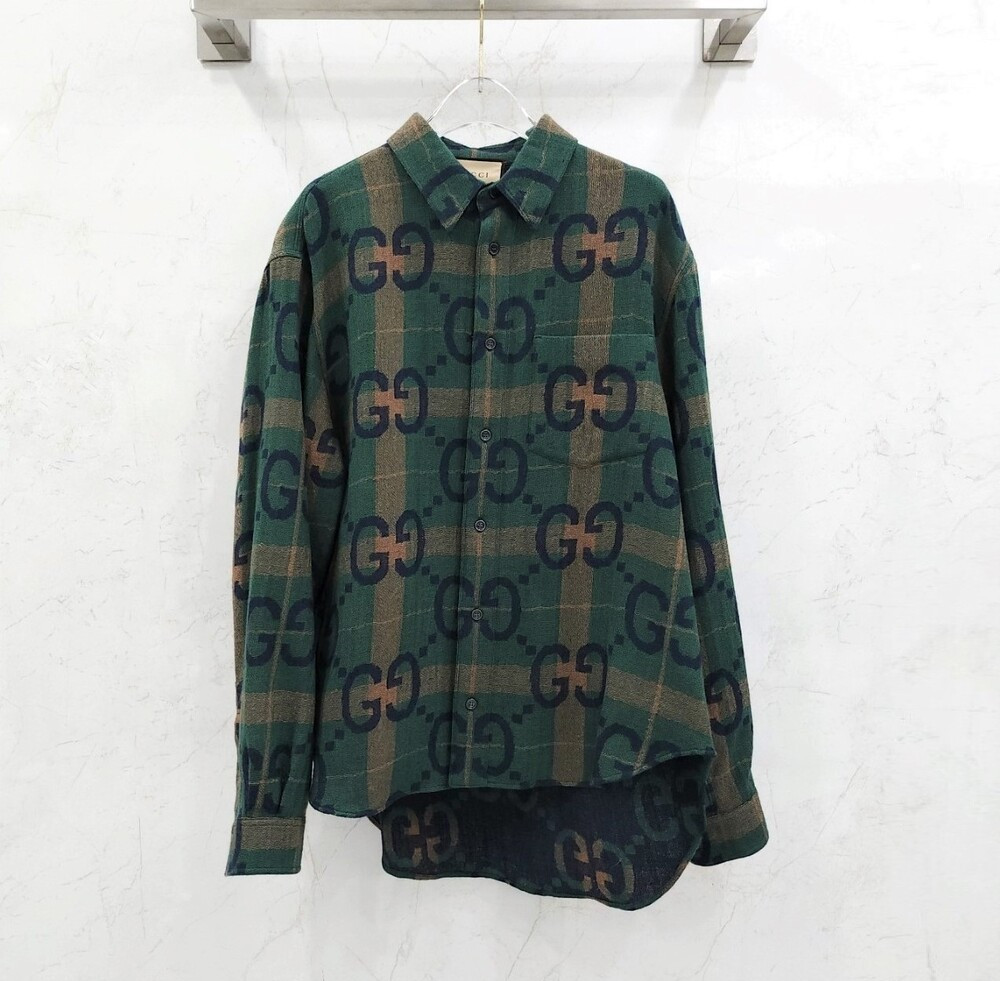 [럭스유] (새상품) 48 / 구찌 점보 GG 체크 울 셔츠
