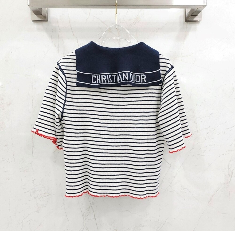 [럭스유] 40 / 디올 리비에라 마리니에르 모티프 스웨터 니트 반팔 444S67AM785