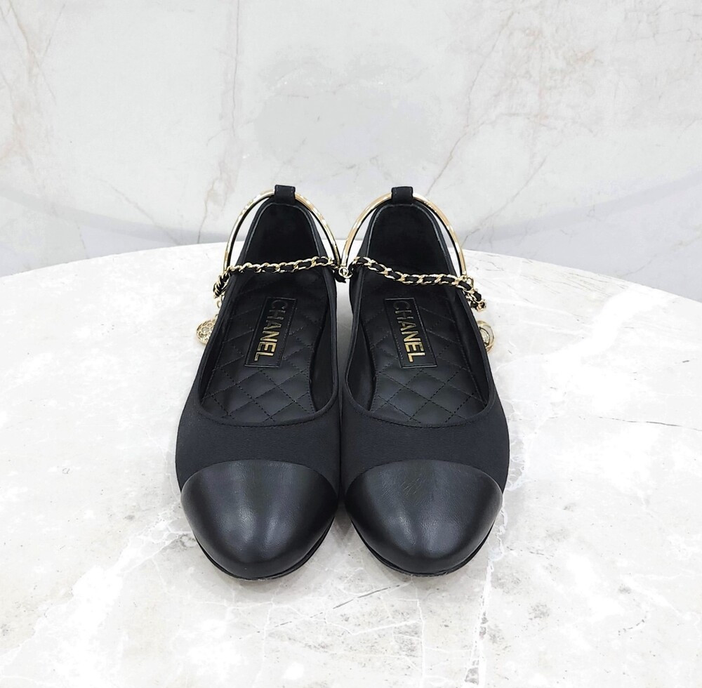 [럭스유] 37 / 샤넬 체인 스트랩 발레리나 플랫 슈즈 G38986