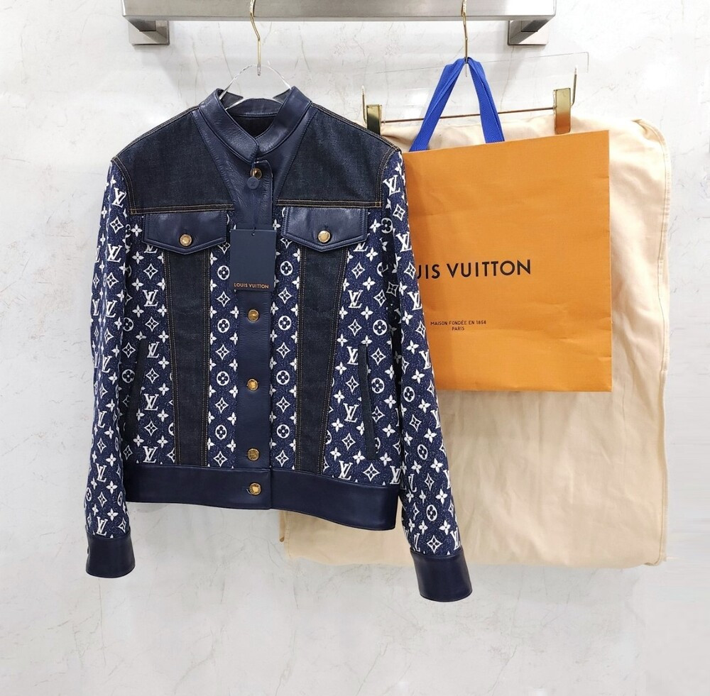 [럭스유] (새상품) 36 / 루이비통 모노그램 레더 데님 자켓 1AC0QL