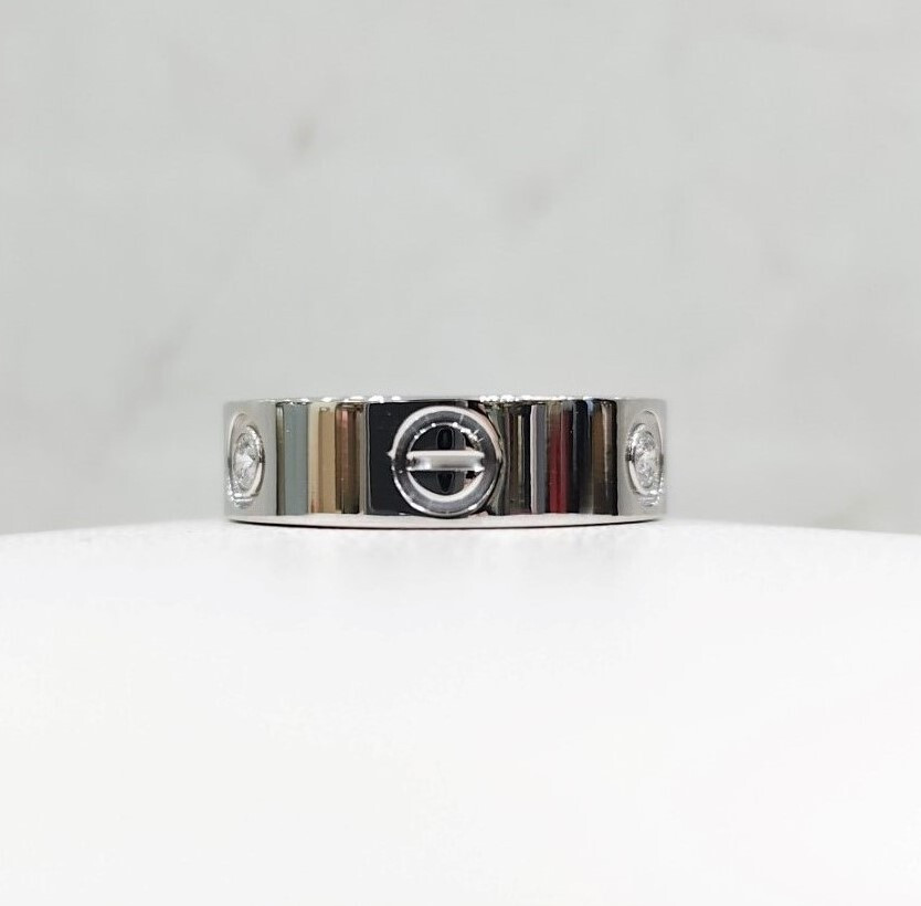 [럭스유] 까르띠에 다이아 3P 화이트골드 러브밴드 링 53호