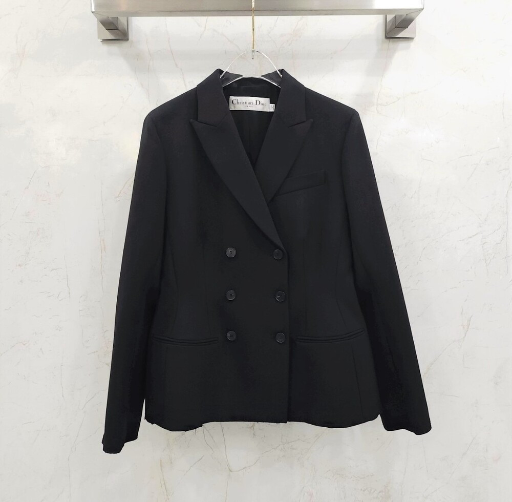 [럭스유] (새상품) 40 / 디올 여성 피티드 블랙 울 모헤어 자켓 421V62A1030