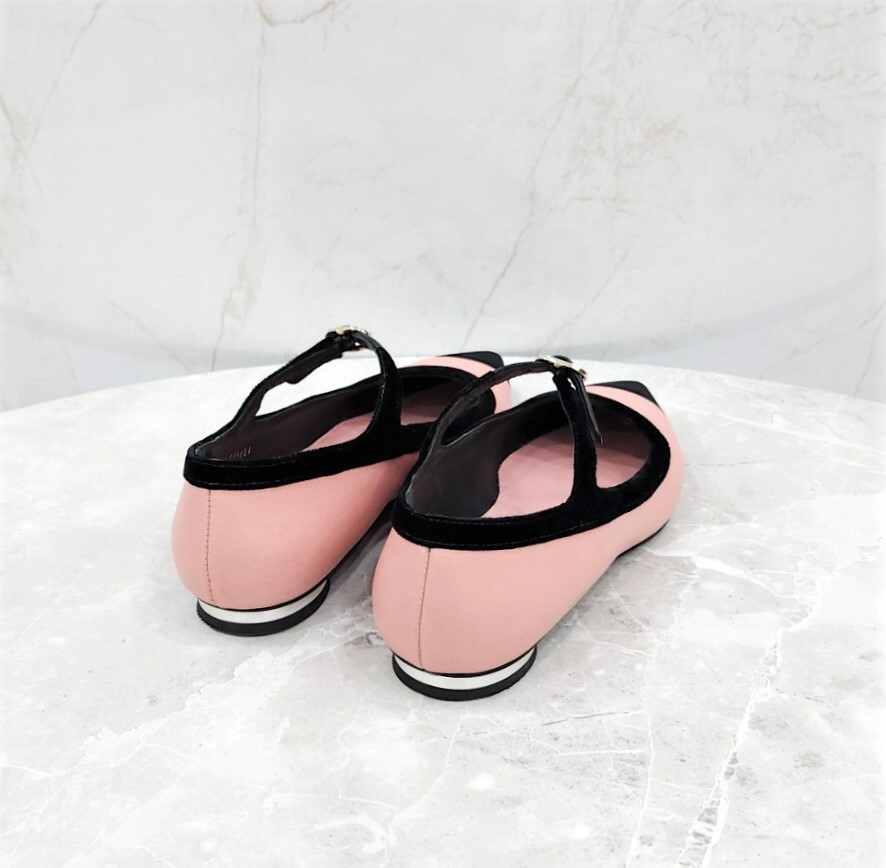 [럭스유] 36.5 / 샤넬 CC 메리제인 발레리나 플랫 슈즈 핑크 블랙