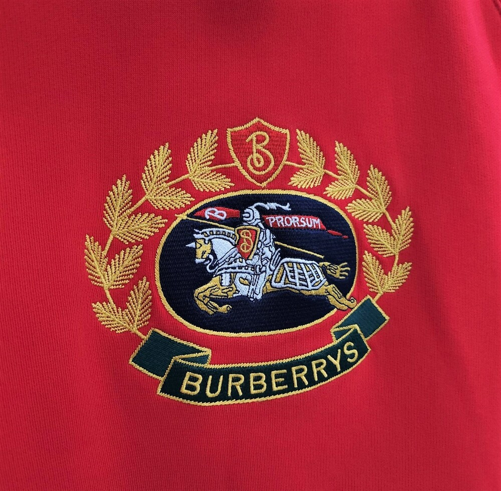 [럭스유] M / 버버리 레드 아카이브 자수 로고 후드티
