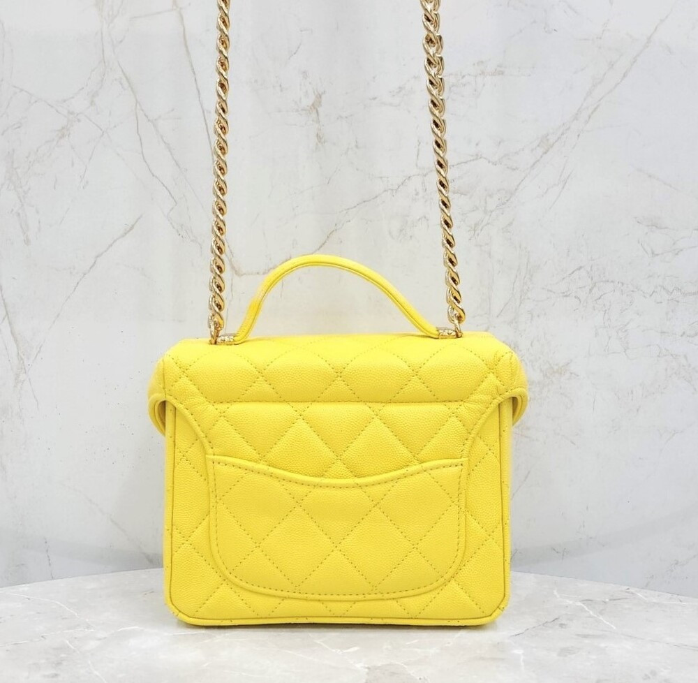 [럭스유] 샤넬 옐로우 코스메틱 케이스 탑핸들 숄더백 신형내장칩 AS3729