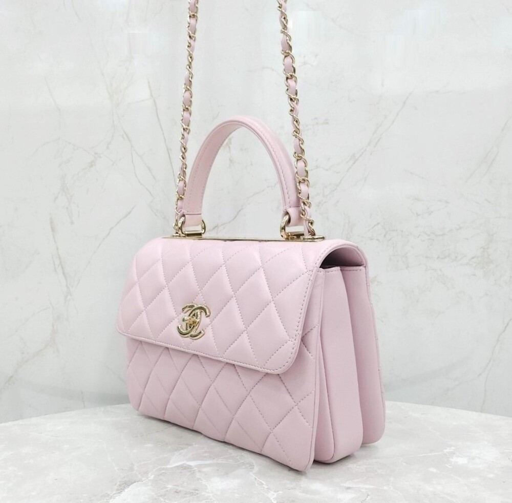 [럭스유] 샤넬 핑크 트렌디CC 램스킨 체인 숄더백 스몰 금장 31번대 A92236