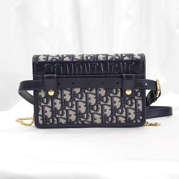 Dior(크리스챤디올) S2086UTZQ_M928 블루 오블리크 자가드 30 몽테인(몽테뉴) 투인원 파우치 벨트백 2WAY