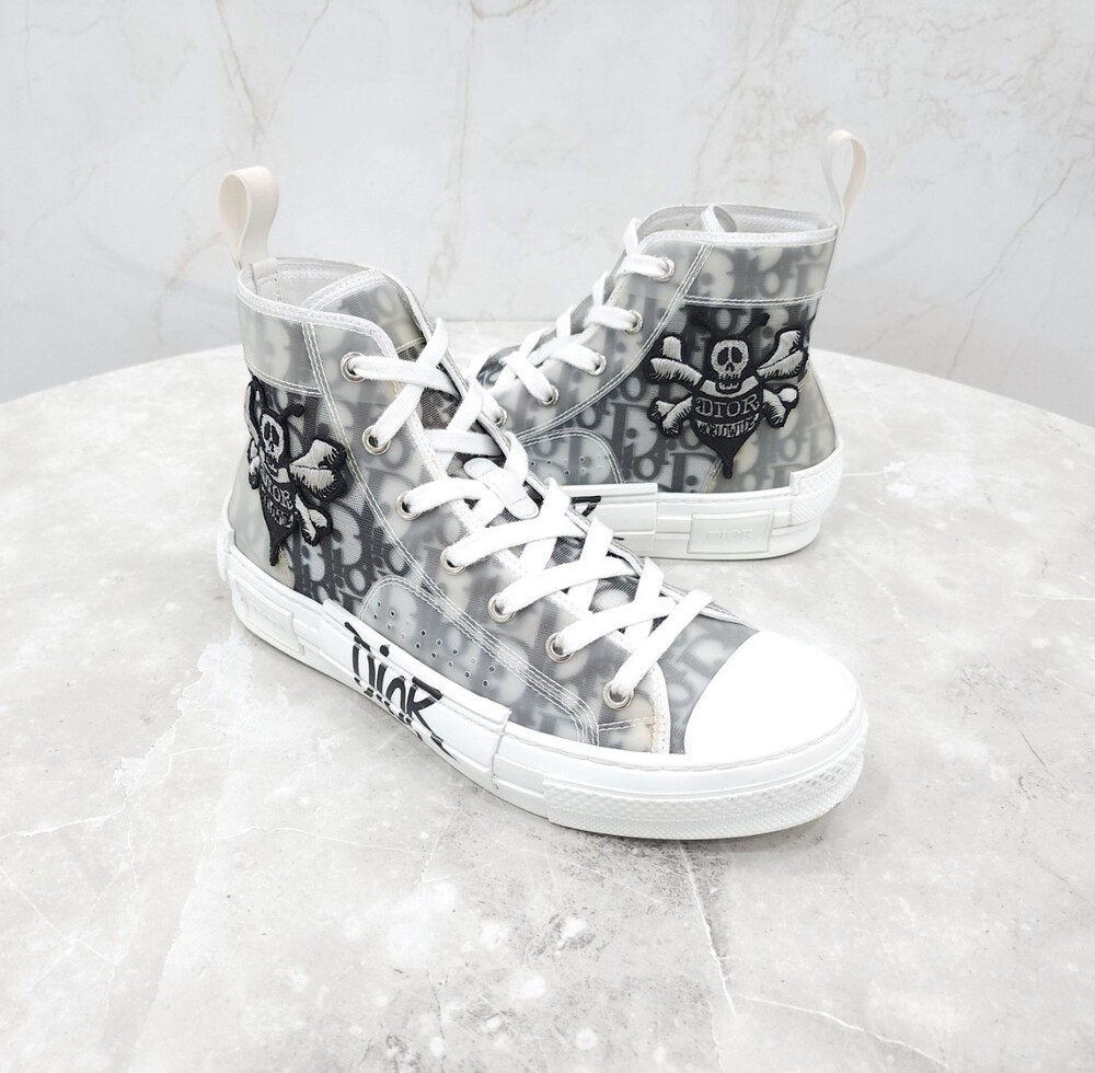 [럭스유] 39 / 디올 X 스투시 화이트 오블리크 B23 하이탑 스니커즈
