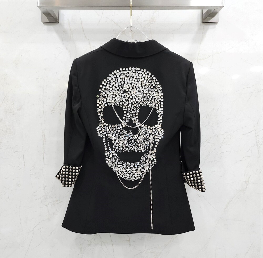 [럭스유] XS / 필립플레인 블랙 스와로브스키 스컬 스터드 자켓