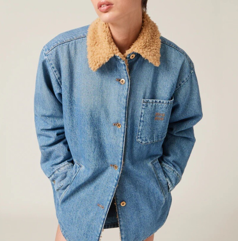 [럭스유] 38 / 미우미우 자수 데님 블루종 자켓 GWB187