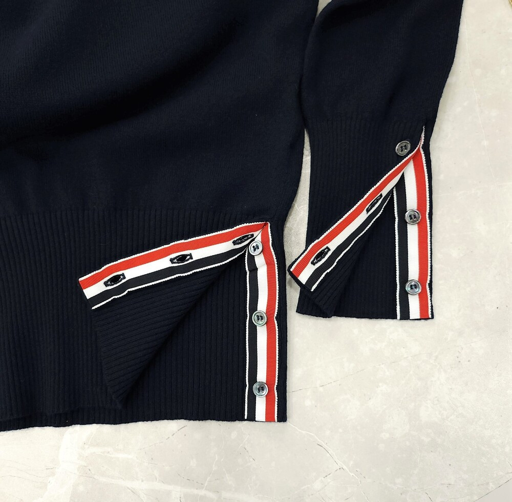 [럭스유] (새상품) 38 / 톰브라운 여성 네이비 캐시미어 사선완장 니트 FKA001A