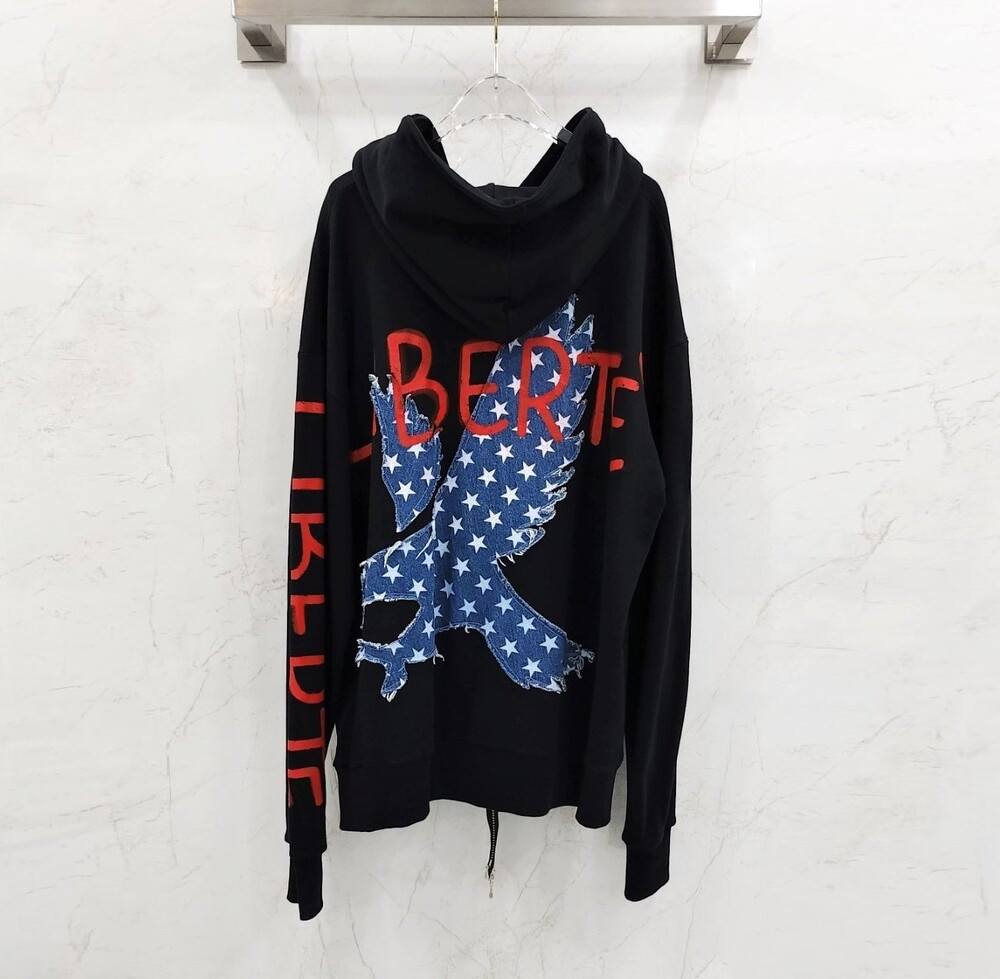 [럭스유] S / 페이스커넥션 블랙 이글 리버티 패치 후드집업