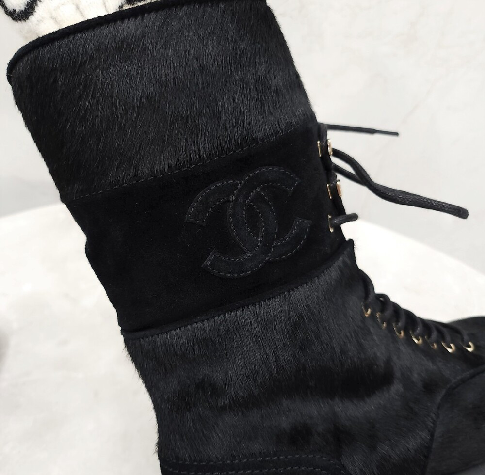 [럭스유] (새상품) 38 / 샤넬 CC 레그워머 송치 부츠
