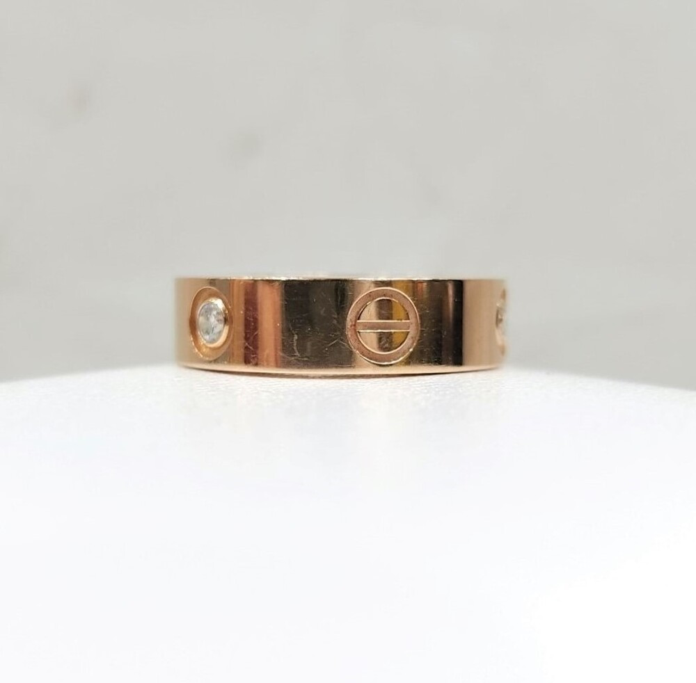 [럭스유] 까르띠에 다이아몬드 3P 러브 반지 55호