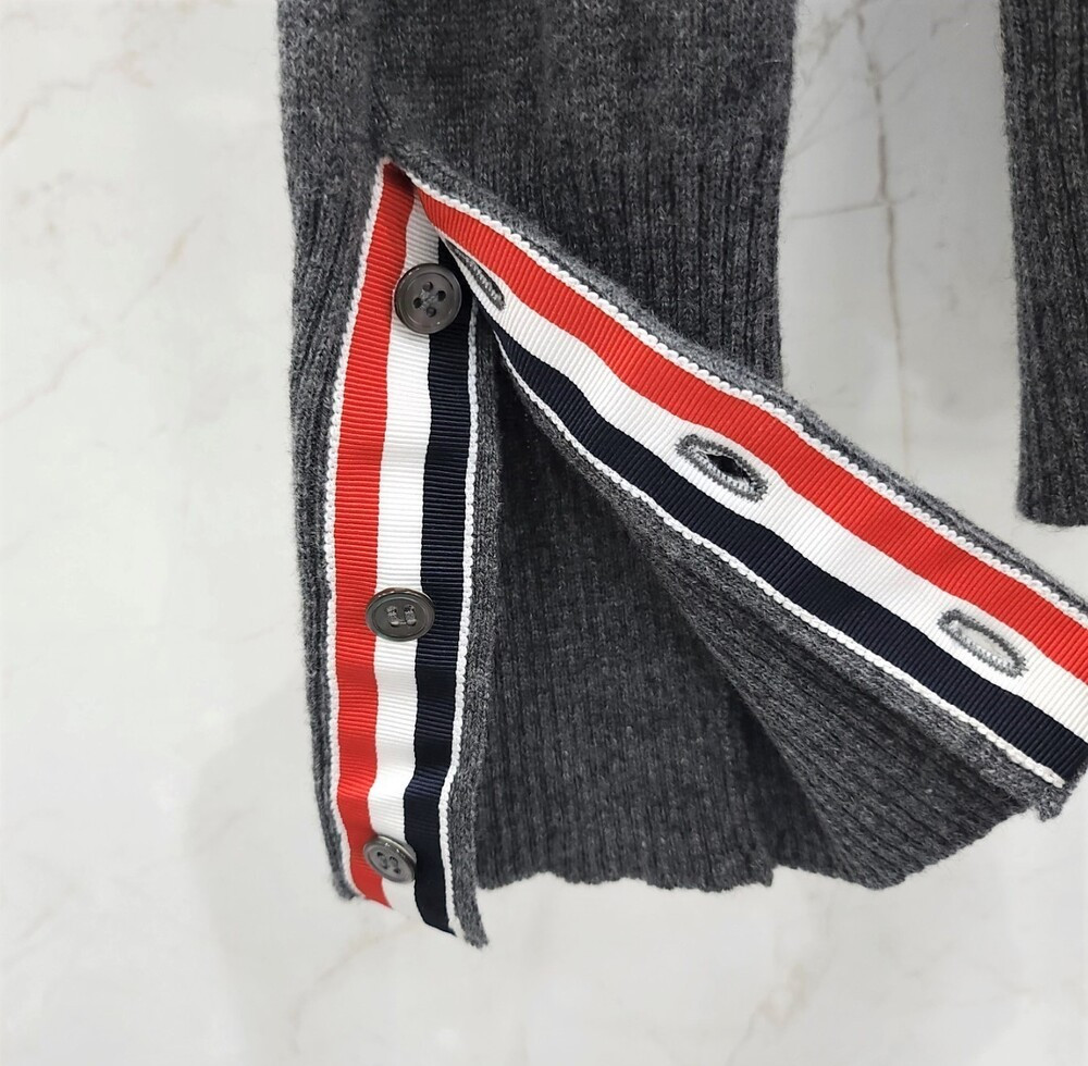 [럭스유] 2 / 톰브라운 그레이 사선 히든절개 캐시미어 가디건