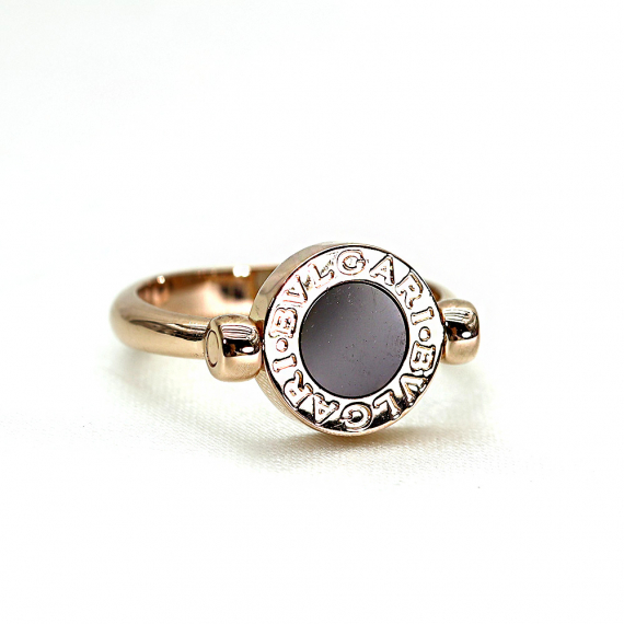 Bvlgari(불가리) 347769 18K 핑크골드 마더오브 펄 오닉스 플립링 반지 55호